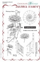 Chrysanthemum Blueprint Rubber Stamp sheet - A5